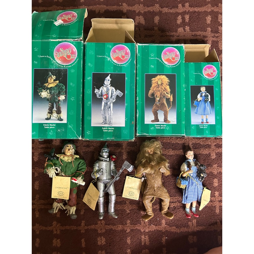 Wizard of Oz Fabriche Collectibles 4 Piece Set Dorothy Tin Man Scarecrow Lion